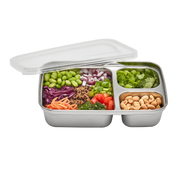 3 Compartment Divided Rectangle Food Storage Container 705ml/28 fl oz
