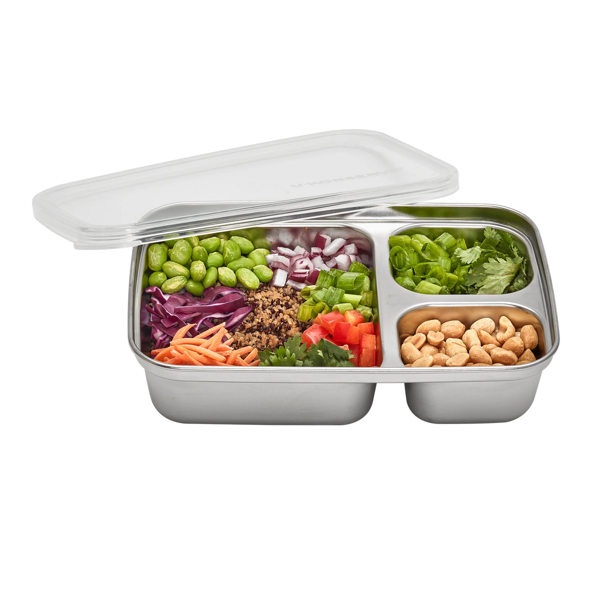 3 Compartment Divided Rectangle Food Storage Container 705ml/28 fl oz ...