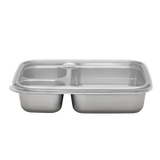 3 Compartment Divided Rectangle Food Storage Container 705ml/28 fl oz - Clear