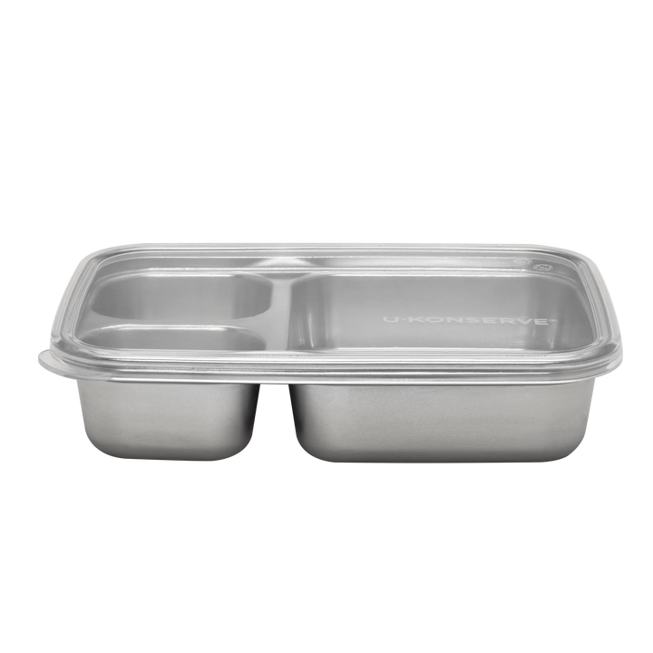 3 Compartment Divided Rectangle Food Storage Container 705ml/28 fl oz - Clear