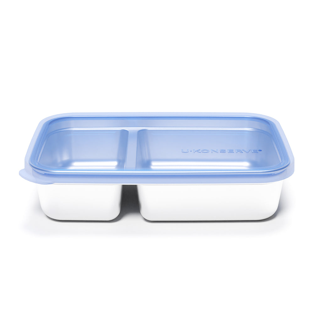 2 Compartment Divided Rectangle Food Storage Container 828ml/28oz - Cosmic Blue