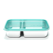 2 Compartment Divided Rectangle Food Storage Container 828ml/28oz - Island Teal