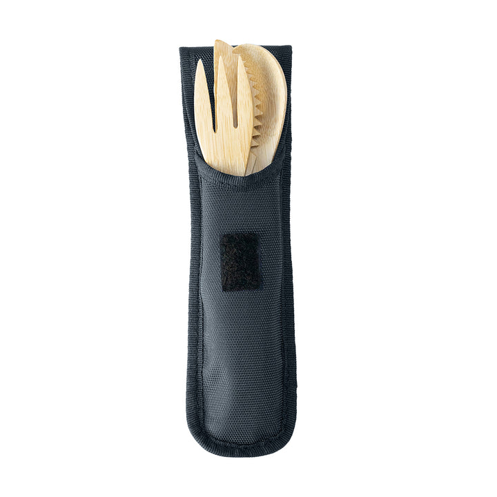 Bamboo Cutlery Set with Recycled Case - Grey