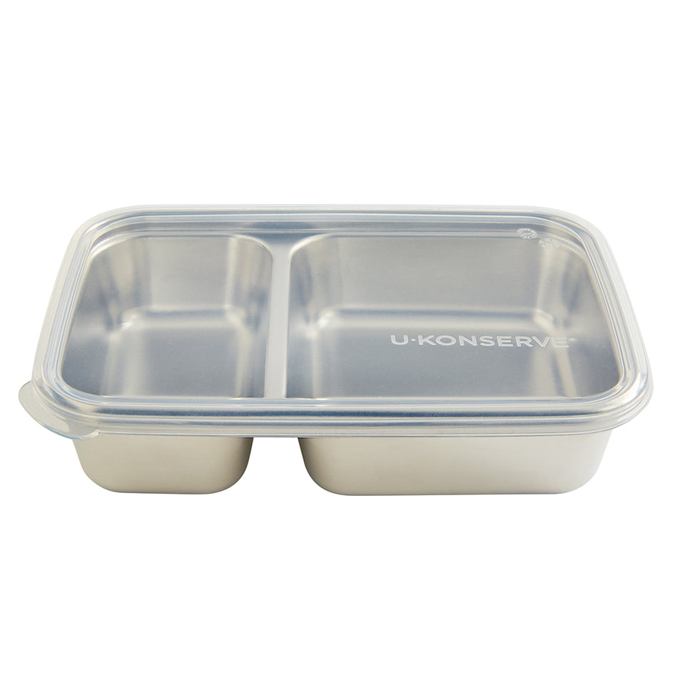 2 Compartment Divided Rectangle Food Storage Container 828ml/28oz