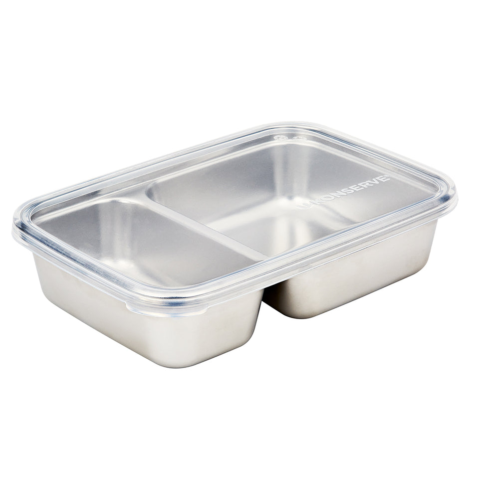 2 Compartment Divided Rectangle Food Storage Container 828ml/28oz